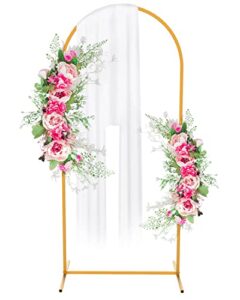 wedding arch backdrop stand,gold metal door arched backdrop frame arches backdrop stand for wedding birthday graduation anniversary celebration opening ceremony(6×2.6ft)