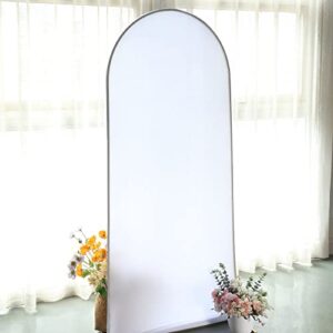 Efavormart 7ft White Spandex Fit Round Top Backdrop Frame Stand Cover, 2-Sided Wedding Arch Cover