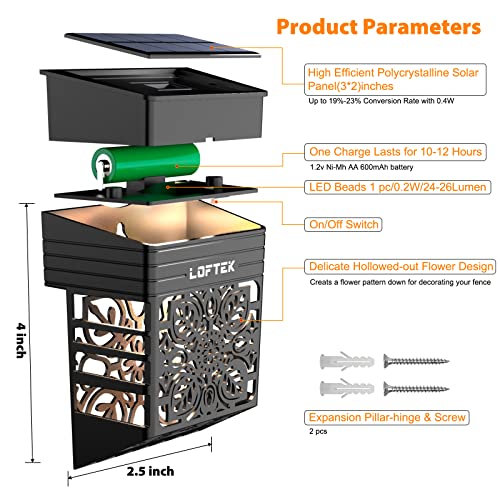 LOFTEK Solar Deck Lights, 8 Pack Solar Fence Lights, Outdoor Garden Decorative Lights, Dusk to Dawn, Waterproof, Fence Post Solar Wall Light for Railing, Patio, Pool, Backyard, Stair, Step, Warm White