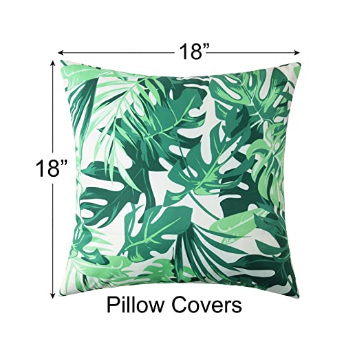 Pack 2 Tropical Outdoor Waterproof Pillow Covers 18x18 inch Patio Furniture Pillows for Couch Tent,Blue