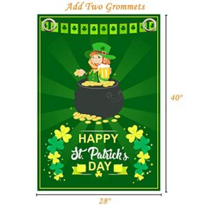 St Patrick's Day Flag,Shamrock/Elf St Patricks Flag 28 x 40 Inch Double-Sided Display with 2 Grommets Double Thickness House Flag for Garden and Home Decorations