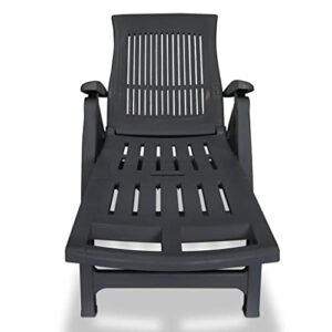 vidaXL Sun Lounger with Footrest Sunbed Outdoor Chair Garden Chair Patio Furniture Weather Resistant Foldable for Easy Storage Plastic Anthracite