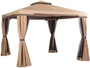 patiomore outdoor garden gazebo 10 x 10 ft patios all-season permanent gazebo with vented soft canopy and mosquito netting