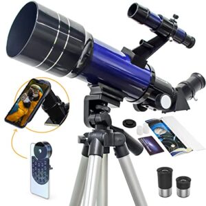 telescope, 2 eyepieces portable telescopes for kid adults astronomy professional beginners with finderscope, tripod, phone adapter