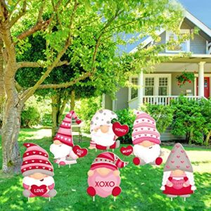 6 pieces valentine’s day yard signs valentine gnomes lawn decorations gnomes outdoor love signs stakes for garden yard wedding anniversary decor