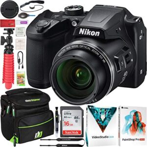 nikon coolpix b500 16mp 40x optical zoom digital camera w/wi-fi black bundle with deco gear photography bag case + software kit + 16gb sdhc memory card & accessories