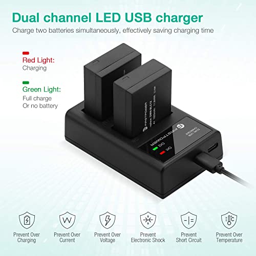 FirstPower DMW-BLC12 Battery and Dual USB Charger for Panasonic Lumix DMC-G7, DMC-G85, DMC-G95, DMC-FZ1000, DC-FZ1000 II, DMC-GH2, DMC-G5, DMC-G6, DMC-GX8, DMC-FZ200, DMC-FZ300, DMC-FZ2500 Cameras