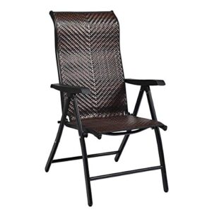 tangkula patio rattan folding chair, outdoor wicker portable camping chair with widened armrest, foldable chair with high backrest for garden balcony outdoor & indoor (1)