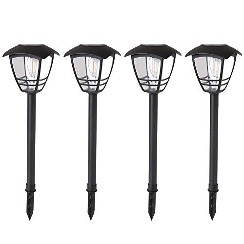 Maggift 4 Pack Vintage Solar Pathway Lights LED Bulbs Solar Powered Garden Walkway Lights for Outdoor Lawn, Patio, Yard, Walkway, Driveway , 15 Lumen