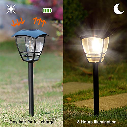 Maggift 4 Pack Vintage Solar Pathway Lights LED Bulbs Solar Powered Garden Walkway Lights for Outdoor Lawn, Patio, Yard, Walkway, Driveway , 15 Lumen