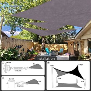 SUNNY GUARD Sun Shade Sail 10'x10'x14' Right Triangle Dark Grey UV Block Sunshade for Backyard Yard Deck Patio Garden Outdoor Activities and Facility