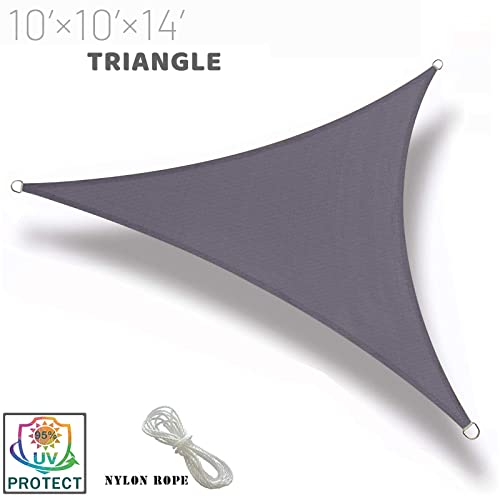 SUNNY GUARD Sun Shade Sail 10'x10'x14' Right Triangle Dark Grey UV Block Sunshade for Backyard Yard Deck Patio Garden Outdoor Activities and Facility