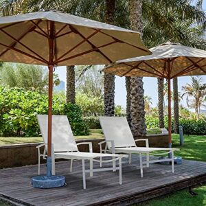 Nuu Garden Aluminum Patio Chaise Lounge All-Flat 5 Positions Chaise Lounge Chairs with Armrests All Weather for Outdoor, Patio, Garden, Poolside, Beach, White