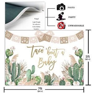 Avezano Taco 'Bout A Baby Shower Backdrop Boho Fiesta Baby Shower Party Decoration Photography Background Cactus Taco Pampas Grass Gender Neutral Baby Shower Backdrops Photoshoot (7x5ft)