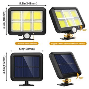 Solar Outdoor Lights Motion Sensor w/ 240 Bright COB LED, 16.4Ft Cable, 3 Lighting Modes, Adjustable Panels. Wired Security Solar Powered Flood Lights for Indoor, Outside, Yard, Garden(5500K, 2 Set)