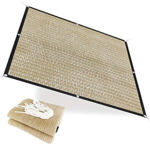 alion home hdpe 50% sun block shade cloth garden netting fabric (6’x6’6”, beige)