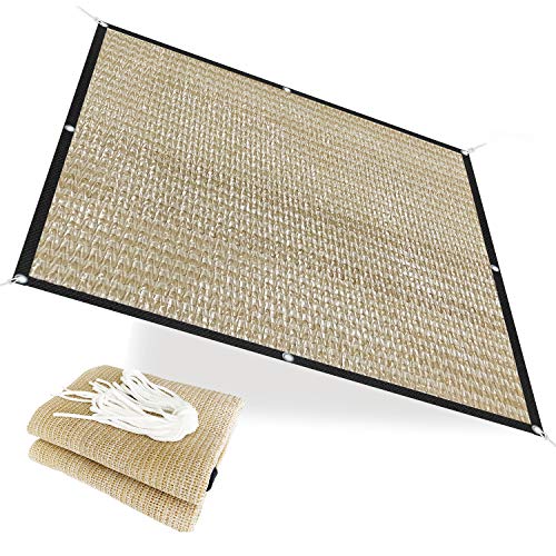 Alion Home HDPE 50% Sun Block Shade Cloth Garden Netting Fabric (6'x6'6'', Beige)