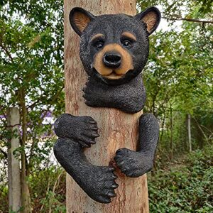claratut bear sculpture garden decor tree huggers – bear tree peeker garden ornament outdoor decor yard art