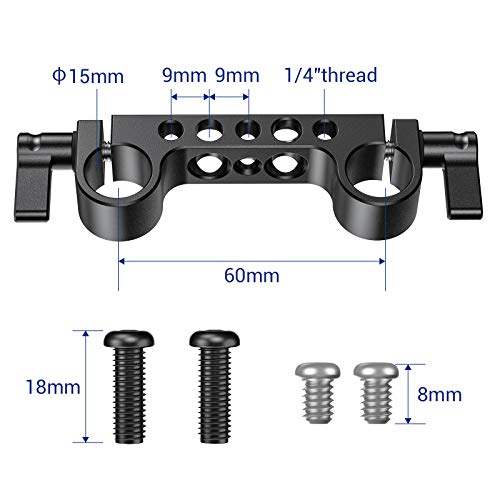 SmallRig Super Lightweight 15mm Railblock, 15mm Rod Clamp with 1/4"-20 Thread for Sony for Canon and Other 15mm DSLR Camera Rig Shoulder Support Rail System, Pack of 2 - 2061