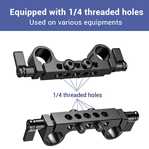 SmallRig Super Lightweight 15mm Railblock, 15mm Rod Clamp with 1/4"-20 Thread for Sony for Canon and Other 15mm DSLR Camera Rig Shoulder Support Rail System, Pack of 2 - 2061