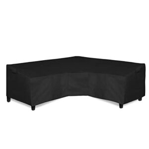 easy-going patio v-shaped sectional sofa cover, waterproof outdoor sectional cover,heavy duty garden furniture cover with air vent 89″ l (on each side) x 33.5″ d x 31″ h, black