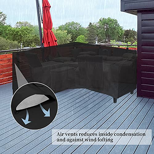 Easy-Going Patio V-Shaped Sectional Sofa Cover, Waterproof Outdoor Sectional Cover,Heavy Duty Garden Furniture Cover with Air Vent 89" L (on Each Side) x 33.5" D x 31" H, Black