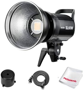 godox sl-60w 60w cri95+ qa>90 5600¡À300k bowens mount led continuous video light, brightness adjustment, 433mhz grouping system,for video recording ,wedding,outdoor shooting