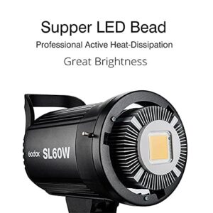 Godox SL-60W 60W CRI95+ Qa>90 5600¡À300K Bowens Mount Led Continuous Video Light, Brightness Adjustment, 433MHz Grouping System,for Video Recording ,Wedding,Outdoor Shooting