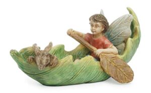 canoeing with friends leaf green 4 x 2 resin stone collectible figurine