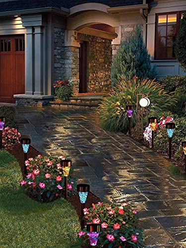 AMZSTAR Solar Mosaic Garden Lights, Mosaic Landscape Lights Solar Garden Decoration Stake Lights with 3 Color for Pathway,Garden,Patio,Yard,Home,Parties,Pack of 6