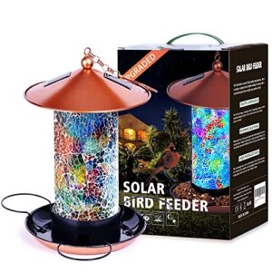 2023 newest solar wild bird feeder hanging for garden yard outside decoration, waterproof lantern design feeder for birds, solar bird feeder as gift ideas for bird lovers