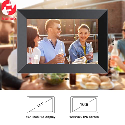 Frameo 10.1 Inch WiFi Digital Picture Frame with 1280 * 800P IPS Touch Screen HD Disply,Built-in 16GB Storage,Video Clips and Slide Show,Send Photos Instantly from Anywhere with via Free APP…