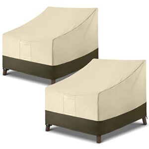 sunpatio outdoor patio chair covers 2 pack, durable waterproof lounge deep seated chair cover, uv resistant oversized club chair cover, patio furniture covers, beige and olive, 37w x 40d x 30h inch