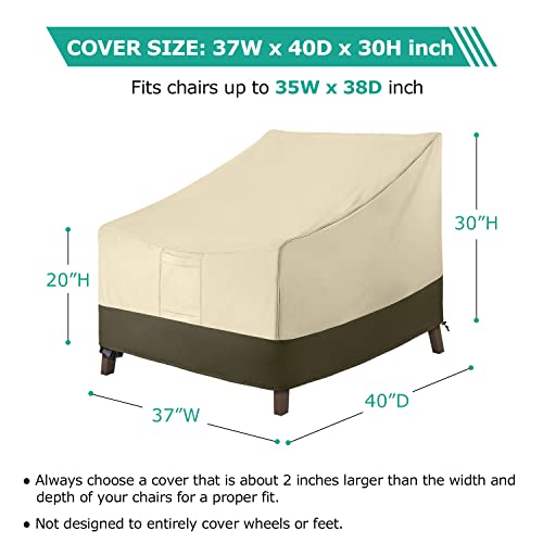 SunPatio Outdoor Patio Chair Covers 2 Pack, Durable Waterproof Lounge Deep Seated Chair Cover, UV Resistant Oversized Club Chair Cover, Patio Furniture Covers, Beige and Olive, 37W x 40D x 30H Inch