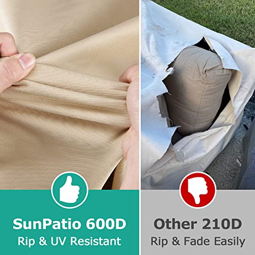 SunPatio Outdoor Patio Chair Covers 2 Pack, Durable Waterproof Lounge Deep Seated Chair Cover, UV Resistant Oversized Club Chair Cover, Patio Furniture Covers, Beige and Olive, 37W x 40D x 30H Inch