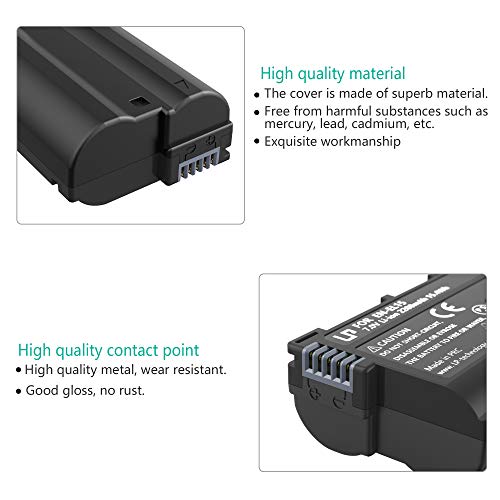 EN-EL15 EN EL15a Battery Rechargeable, LP Charger Compatible with Nikon D7500, D7200, D7100, D7000, D850, D750, D500, D810a, D810, D800e, D800, D610, D600 & More