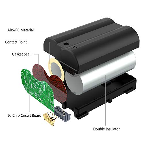 EN-EL15 EN EL15a Battery Rechargeable, LP Charger Compatible with Nikon D7500, D7200, D7100, D7000, D850, D750, D500, D810a, D810, D800e, D800, D610, D600 & More