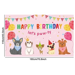 Dog Girl Party Decorations Pink Puppy Dog Themed Birthday Party Supplies Lets Party Banner Backdrop Dogs Cats Kids Birthday Photography Background Photo Booth for Pet Party Indoor and Outdoor