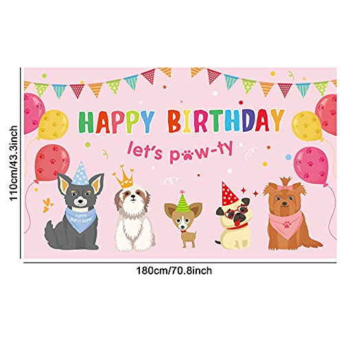 Dog Girl Party Decorations Pink Puppy Dog Themed Birthday Party Supplies Lets Party Banner Backdrop Dogs Cats Kids Birthday Photography Background Photo Booth for Pet Party Indoor and Outdoor