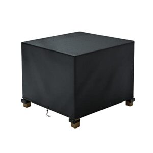 patio ottoman cover waterproof, 28.3 x 28.3 x 16.9 inch rectangular outdoor side table cover, durable outdoor furniture cover, black