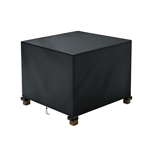 Patio Ottoman Cover Waterproof, 28.3 x 28.3 x 16.9 inch Rectangular Outdoor Side Table Cover, Durable Outdoor Furniture Cover, Black