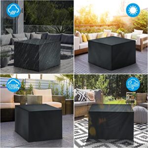 Patio Ottoman Cover Waterproof, 28.3 x 28.3 x 16.9 inch Rectangular Outdoor Side Table Cover, Durable Outdoor Furniture Cover, Black