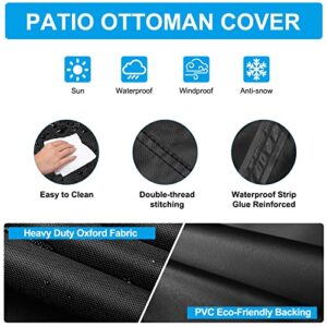 Patio Ottoman Cover Waterproof, 28.3 x 28.3 x 16.9 inch Rectangular Outdoor Side Table Cover, Durable Outdoor Furniture Cover, Black