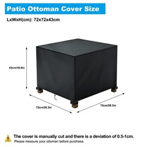 Patio Ottoman Cover Waterproof, 28.3 x 28.3 x 16.9 inch Rectangular Outdoor Side Table Cover, Durable Outdoor Furniture Cover, Black