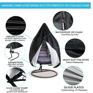 POMER Patio Egg Chair Cover, Heavy Duty Waterproof Hanging Chair Cover with Zipper Design for Outdoor Single Seat Wicker Swing Egg Chair - 75" H x 45" W