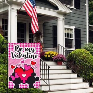 Be Mine Valentines Garden Flag, Valentines Decorations Yard Outside Flag 12x18 Vertical Burlap Double Sided Decor for Home Outdoor Hanging