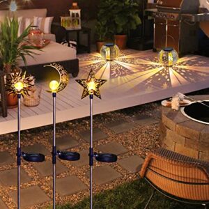 tryme solar lights outdoor garden decorations sun moon star stake light decorative solar lanterns waterproof
