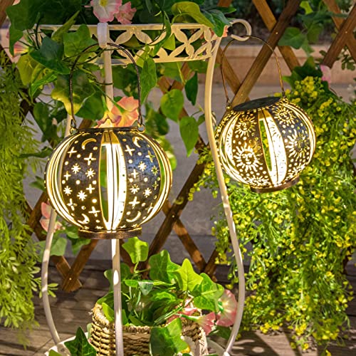 Tryme Solar Lights Outdoor Garden Decorations Sun Moon Star Stake Light Decorative Solar Lanterns Waterproof