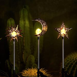 Tryme Solar Lights Outdoor Garden Decorations Sun Moon Star Stake Light Decorative Solar Lanterns Waterproof