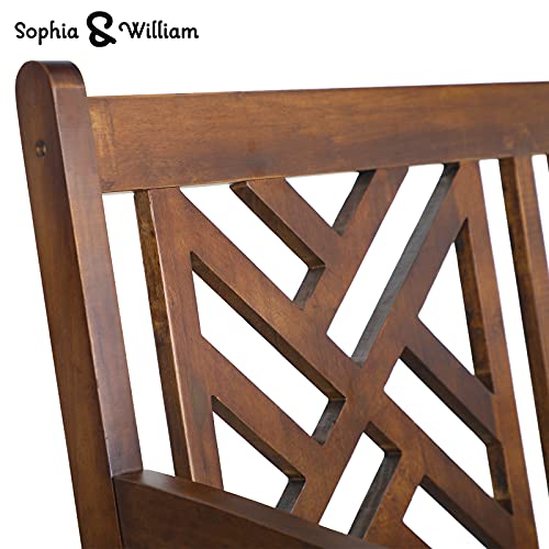 Sophia & William Outdoor Patio Poplar Wood Bench Walnut, PU Painting Wooden Bench with Backrest and Armrests for Porch, Pool, Garden, Lawn, Balcony, Backyard and Indoor, Load Capacity: 500 lbs, 1 Pack